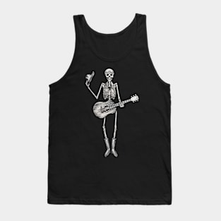 Cowboy sugar skull playing guitar day of the dead. Tank Top